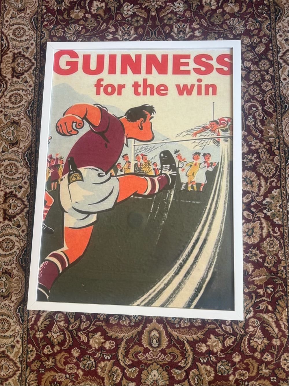 Guinness Rugby Kicker Poster - Red, Cream & Black